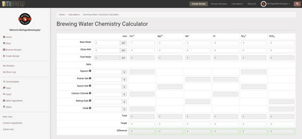 New in MIBrew: Brewing Water Chemistry Calculator!