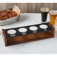 Beer Flight Paddle - Walnut Finish Caddy with Chalkboard Paint