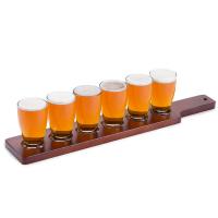 Beer Flight Paddle - Anchor Hocking Craft Brews Red Wood Paddle