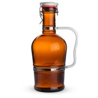 Beer Bottles - 64 oz Amber Growler with Stainless Handle