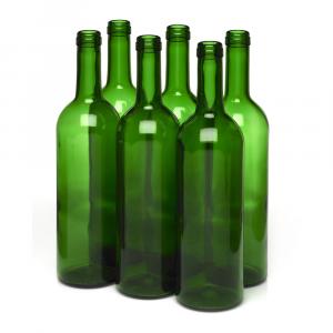 Wine Bottles - 750mL Green Bordeaux Bottles, Flat Bottom