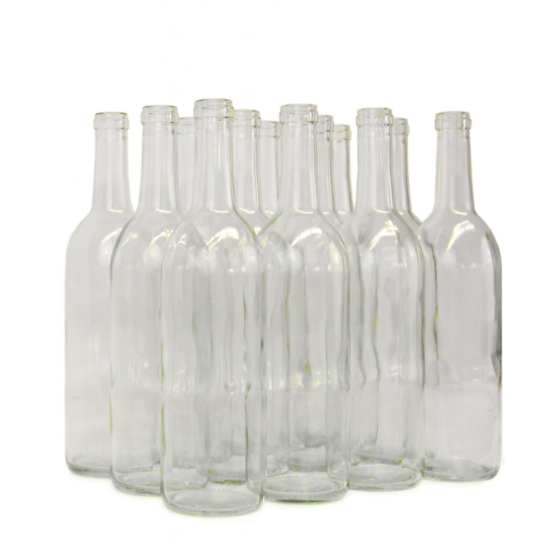 Wine Bottles 750mL Clear Bordeaux Bottles, Flat Bottom Michigan
